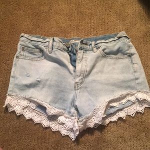 Free people crochet bottom jean shorts